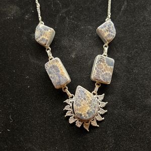 Sterling Silver Coral Fossil Necklace